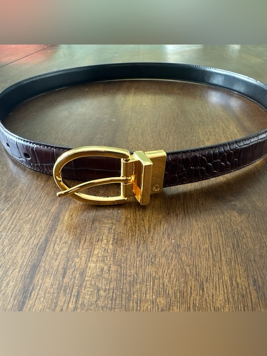 Lauren Ralph Lauren Accessories - Lauren Ralph Lauren Snakeskin Brown Leather Women's Belt Size M Gold Tone Buckle